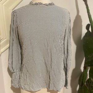 Zara Cross Stitch Print Blouse in Black and White Size S